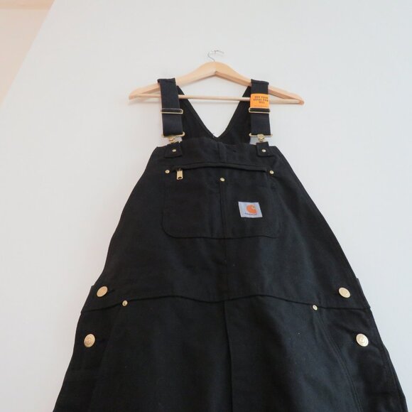 CARHARTT Relaxed Fit Duck Bib Overall in Black Rip Stop Workwear Sz 36 x 36 NWT - Picture 10 of 16